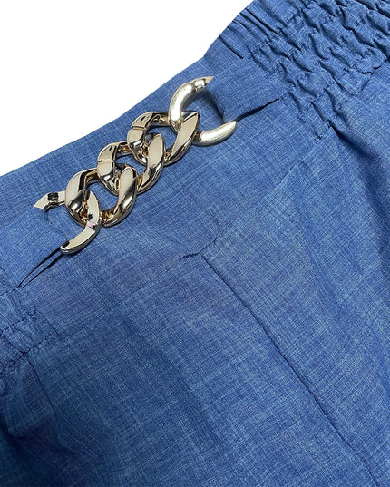 High Waist Solid Color Wide Leg Pants Summer Chic Loose Elegant Metal Flared Pant Office Ladies Straight Holiday Women Trousers