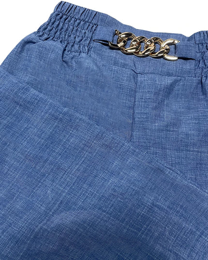 High Waist Solid Color Wide Leg Pants Summer Chic Loose Elegant Metal Flared Pant Office Ladies Straight Holiday Women Trousers