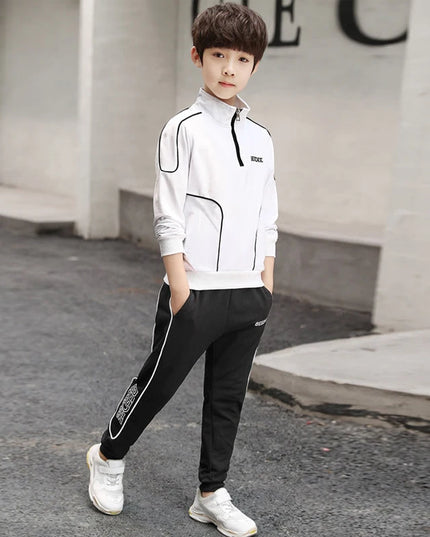 Spring Autumn Teenager Boys Clothing Sets Child Fashion Letter Sweatshirt + Pants 2Pcs Kids Tracksuit 4 5 6 7 8 9 10 11 12 Years