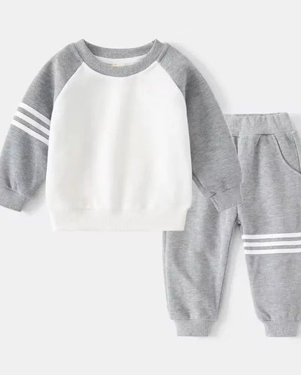 New Spring Autumn Children Clothes Set Color Patchwork Kids Boys Two-Piece Sets Children Boy Casual Tracksuit Outfits Tops Pants