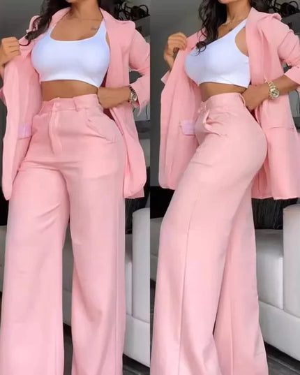 Elegant Two Piece Set Women  Long Sleeve Blazer Coat