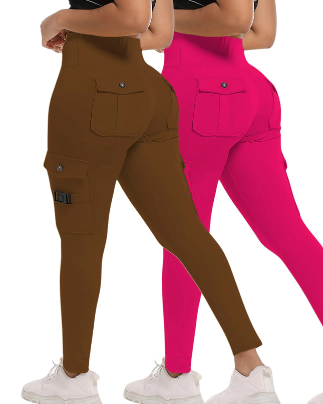 High Waist Stretch Yoga Pants Workout Tights for Women 2-pack Leggings Solid Slim Fit Fitness Female Sweatpants Quick Drying