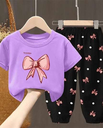 Summer Kids Clothing Set – Girls Toddler Cute Fashion T-Shirt Top & Pants 2-Piece Outfit, Baby Girl Clothess
