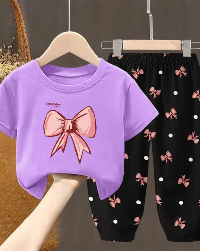 Summer Kids Clothing Set – Girls Toddler Cute Fashion T-Shirt Top & Pants 2-Piece Outfit, Baby Girl Clothess