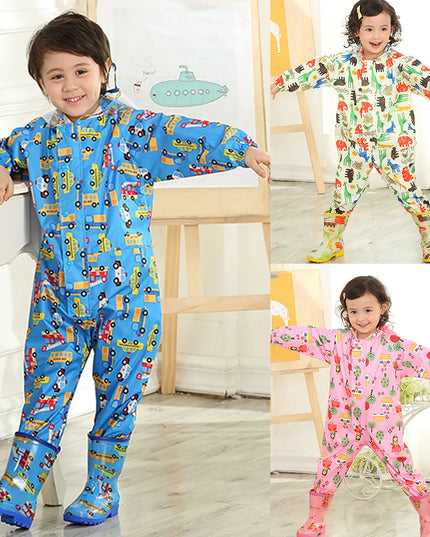 Kids Raincoat Waterproof Rain Poncho Cartoon Dinosaur Children School Student Jumpsuit Rainsuit Boys And Girls Travel Rainwear