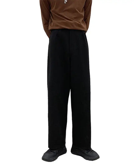 Winter Thick Woolen Pants Men Warm Fashion Cotton Black/Brown Suit Pants Men Loose Straight Pants Mens Casual Trousers S-2XL