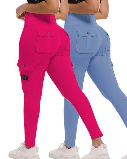 High Waist Stretch Yoga Pants Workout Tights for Women 2-pack Leggings Solid Slim Fit Fitness Female Sweatpants Quick Drying