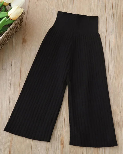 2023 Autumn Knitted Wide Leg Pants – Korean Boys & Girls Casual Striped Sweater Trousers, Loose Fit for Children