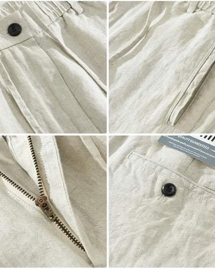 Summer New 100% Linen Casual Pants Men Clothing Thin Straight Breathable Oversize Men Trousers C1606
