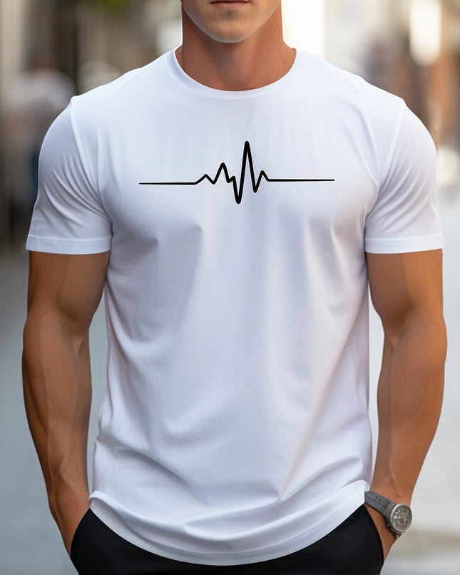 Men's 100% cotton summer loose size Creative Graphic printed slim fit casual sports round neck short sleeved T-shirt top