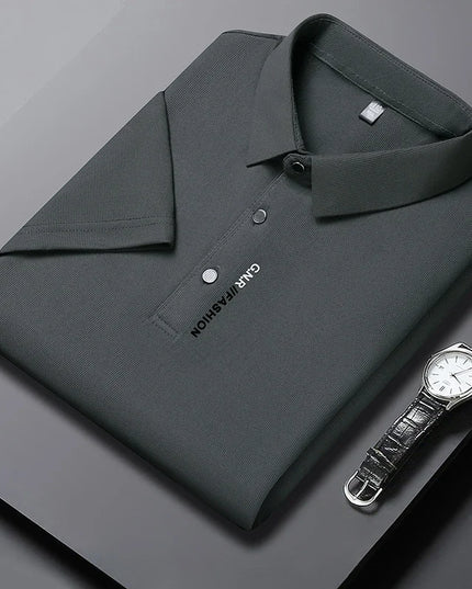Men's Short Sleeve Solid Color Polo Shirt Breathable Comfortable Elastic Top New Arrivals Casual Business Style