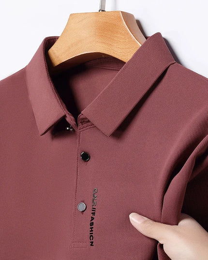Men's Short Sleeve Solid Color Polo Shirt Breathable Comfortable Elastic Top New Arrivals Casual Business Style