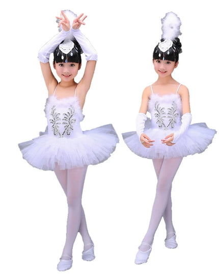 White Ballerina Dancing Costumes For Kids Tutu Dancewear Professional Girls Swan Lake Dance Dress Performance Ballet Dress 1Set
