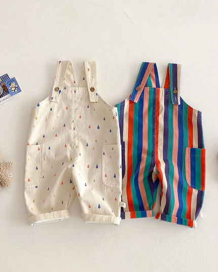 2025 Spring New Kids Fashion Overalls – Polka Dot & Striped Jumpsuits for Children – Play Suit
