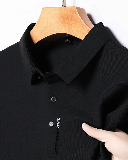Men's Short Sleeve Solid Color Polo Shirt Breathable Comfortable Elastic Top New Arrivals Casual Business Style