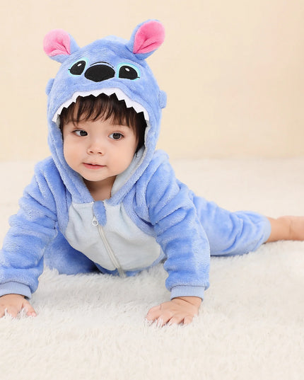 Baby Kigurumi Stitch Cartoon Romper – Animal Jumpsuit for Infants & Toddlers, Cosplay Bodysuit Pyjamas, Christmas Costume