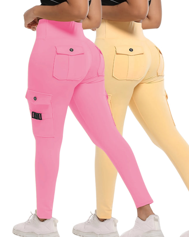 High Waist Stretch Yoga Pants Workout Tights for Women 2-pack Leggings Solid Slim Fit Fitness Female Sweatpants Quick Drying