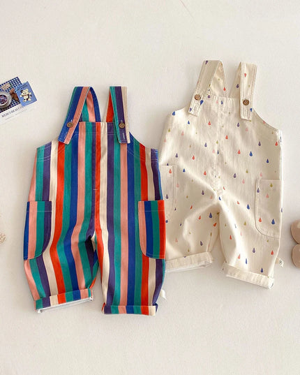 2025 Spring New Kids Fashion Overalls – Polka Dot & Striped Jumpsuits for Children – Play Suit