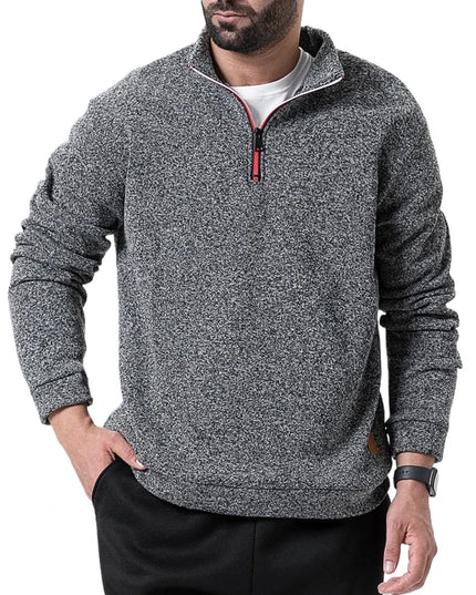 Men's Half Zipper Long Sleeved Sweatshirts Solid Color Stand Collar Pullovers Outdoor Solid Color Lightweight Streetwear