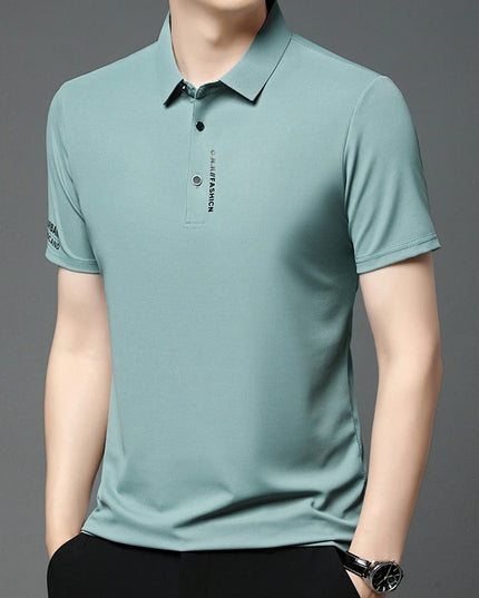 2024 Summer New Men's Business Casual Solid Color Short Sleeved POLO Shirt Comfortable and Cool Fashion T-shirt