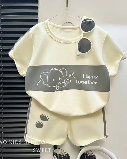 Kids Clothes Cotton Set Short Sleeve Suit Baby Girls Boys Set Summer Tops +short Children's Wear 2024 New