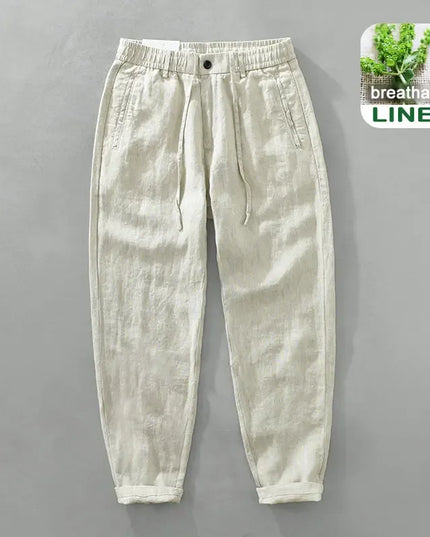 Summer New 100% Linen Casual Pants Men Clothing Thin Straight Breathable Oversize Men Trousers C1606