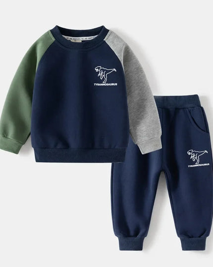 New Spring Autumn Children Clothes Set Color Patchwork Kids Boys Two-Piece Sets Children Boy Casual Tracksuit Outfits Tops Pants