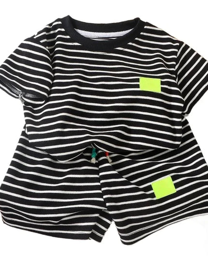 Summer Baby Boy Girls Clothes Set Children Stripe Tshirts and Shorts 2 Pieces Suit Kid Top Bottom Outfits Casual Tracksuits