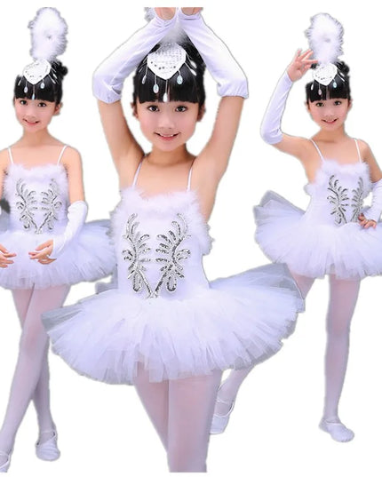 White Ballerina Dancing Costumes For Kids Tutu Dancewear Professional Girls Swan Lake Dance Dress Performance Ballet Dress 1Set