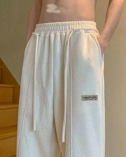 New Extended Pants for Men Tall and American Retro Waffle Guard Pants Straight Leg Loose Hanging Casual Pants