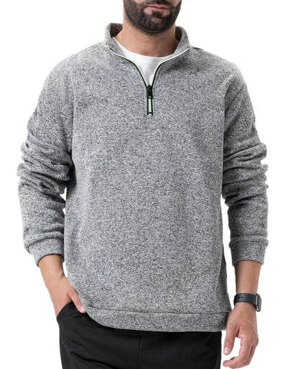 Men's Half Zipper Long Sleeved Sweatshirts Solid Color Stand Collar Pullovers Outdoor Solid Color Lightweight Streetwear
