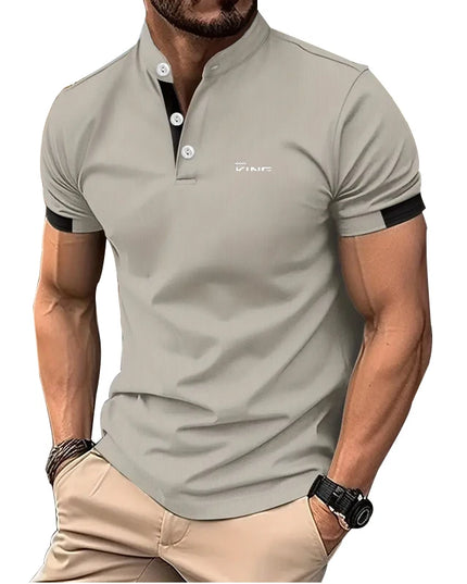 Spring Summer Men Casual Short Sleeve Stand Collar Polo T Shirt Men Sport Golf Polo Shirt Letter Print Slim Fit Polo Tops