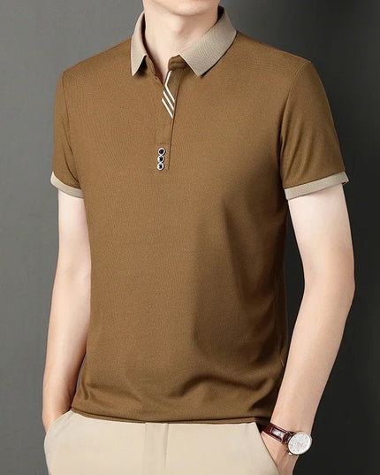 Men's Solid Color Casual Fashion Short Sleeve Polo Shirt Summer Comfortable Top for Business And Leisure