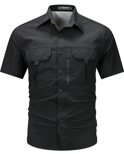 Summer Men Short Sleeve Shirt Men Breathable Tactical Work Shirt Tops Outdoor Casual Quick Dry Multi-pocket Camping Cargo Shirts
