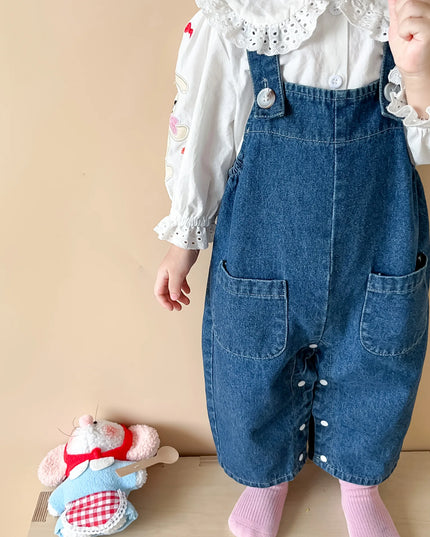 "2025 Autumn Baby Girl Sleeveless Denim Jumpsuit – Cute Rabbit Ear Overalls for Toddlers (0-24M)