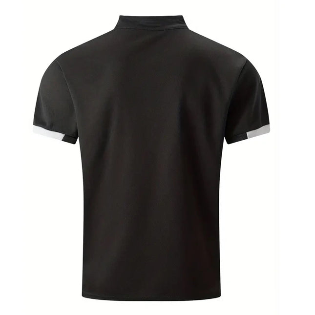 Spring Summer Men Casual Short Sleeve Stand Collar Polo T Shirt Men Sport Golf Polo Shirt Letter Print Slim Fit Polo Tops