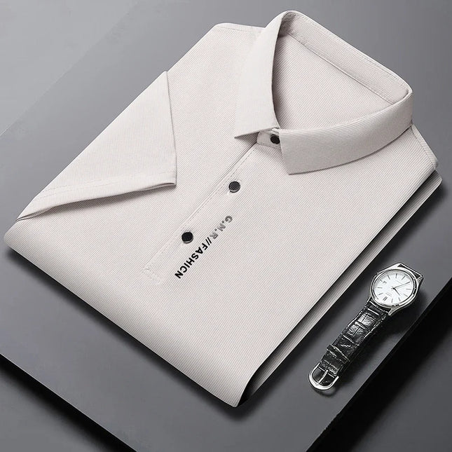 2024 Summer New Men's Business Casual Solid Color Short Sleeved POLO Shirt Comfortable and Cool Fashion T-shirt