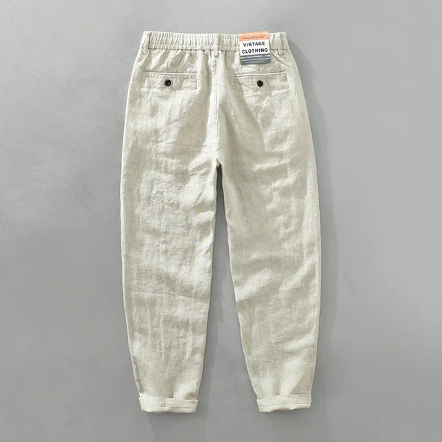 Summer New 100% Linen Casual Pants Men Clothing Thin Straight Breathable Oversize Men Trousers C1606