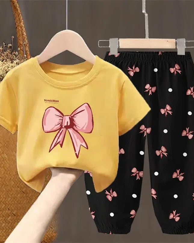 Summer Kids Clothing Set – Girls Toddler Cute Fashion T-Shirt Top & Pants 2-Piece Outfit, Baby Girl Clothess