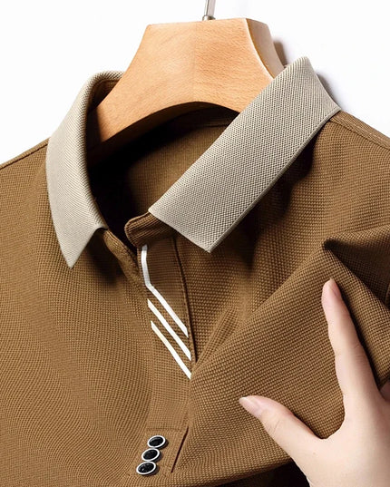 Men's Solid Color Casual Fashion Short Sleeve Polo Shirt Summer Comfortable Top for Business And Leisure