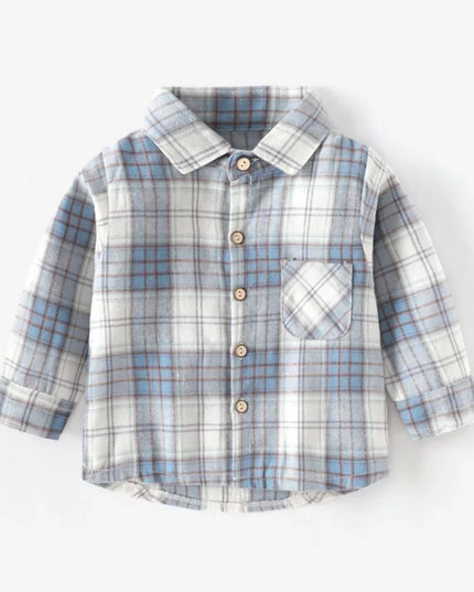 SPORLY Kids Shirt – Baby Spring Long Sleeve Cotton Plaid Button-Down Tops for Boys & Girls (2-5 Years)