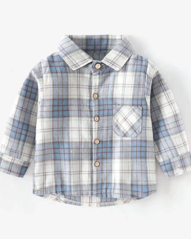 SPORLY Kids Shirt – Baby Spring Long Sleeve Cotton Plaid Button-Down Tops for Boys & Girls (2-5 Years)