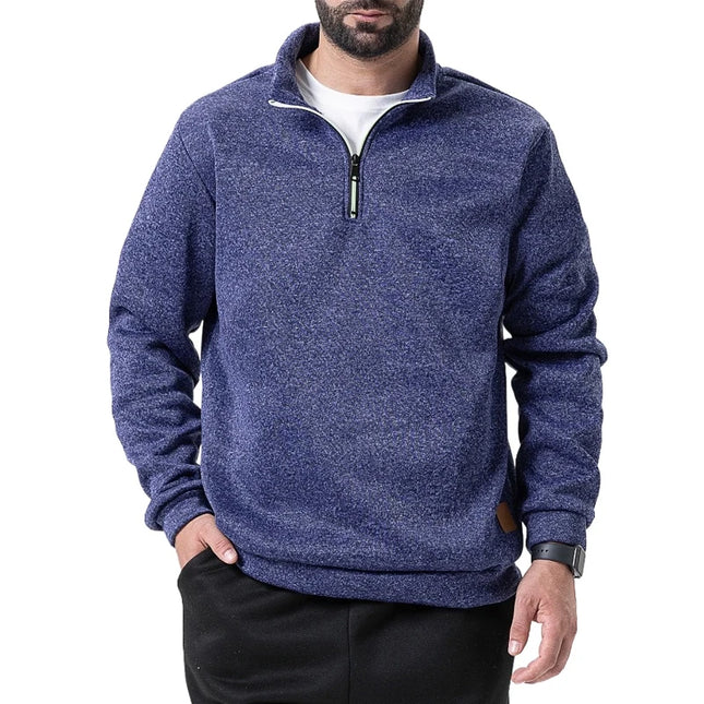 Men's Half Zipper Long Sleeved Sweatshirts Solid Color Stand Collar Pullovers Outdoor Solid Color Lightweight Streetwear