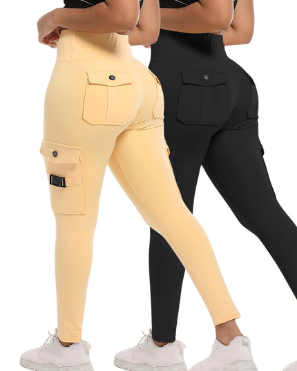High Waist Stretch Yoga Pants Workout Tights for Women 2-pack Leggings Solid Slim Fit Fitness Female Sweatpants Quick Drying