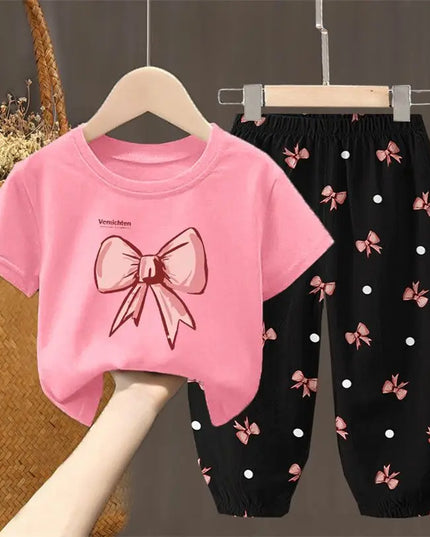 Summer Kids Clothing Set – Girls Toddler Cute Fashion T-Shirt Top & Pants 2-Piece Outfit, Baby Girl Clothess