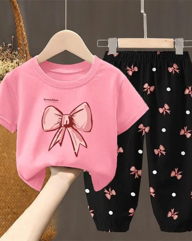 Summer Kids Clothing Set – Girls Toddler Cute Fashion T-Shirt Top & Pants 2-Piece Outfit, Baby Girl Clothess