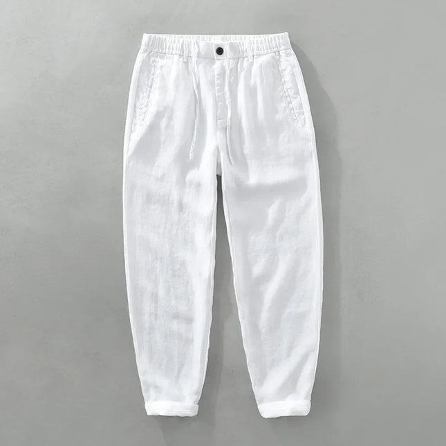 Summer New 100% Linen Casual Pants Men Clothing Thin Straight Breathable Oversize Men Trousers C1606