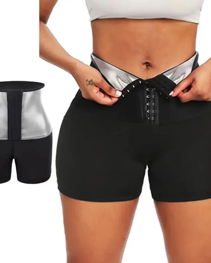 YBFDO Sweat Sauna Pants Body Shaper Weight Loss Slimming Shorts Shapewear Women Waist Trainer Hot Thermo Sweat Pants Fitness