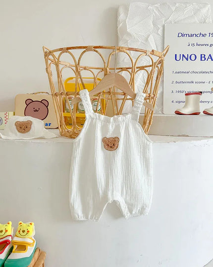 MILANCEL Summer Baby Clothes Bear Sling Romper Hat Two Piece Set Toddler One Piece