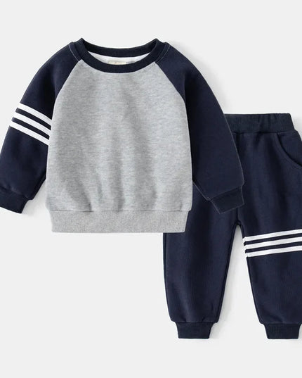 New Spring Autumn Children Clothes Set Color Patchwork Kids Boys Two-Piece Sets Children Boy Casual Tracksuit Outfits Tops Pants